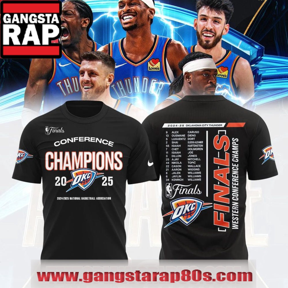 2024-25 Oklahoma City Thunder Finals Western Conference Champs Black 3D Shirt