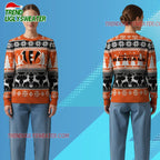 Nfl 2025 Bengals Reindeer Football Christmas Ugly Sweater