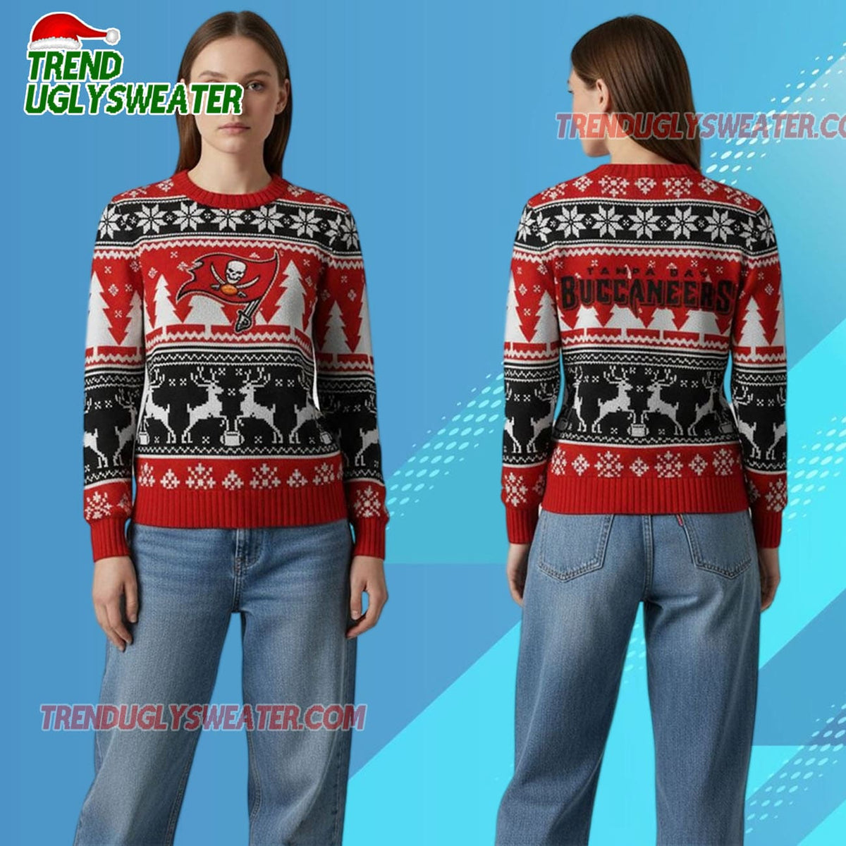 Nfl 2025 Buccaneers Reindeer Football Christmas Ugly Sweater
