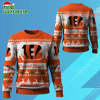 Nfl 2025 Christmas Bengals Festive Reindeer Tree Ugly Sweater