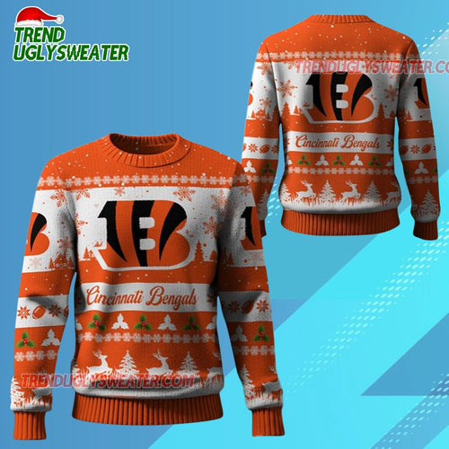 Nfl 2025 Christmas Bengals Festive Reindeer Tree Ugly Sweater