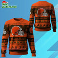 Nfl 2025 Christmas Browns Festive Reindeer Tree Ugly Sweater