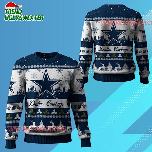 Nfl 2025 Christmas Cowboys Festive Reindeer Tree Ugly Sweater
