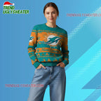 Nfl 2025 Christmas Dolphins Festive Reindeer Tree Ugly Sweater