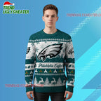 Nfl 2025 Christmas Eagles Festive Reindeer Tree Ugly Sweater