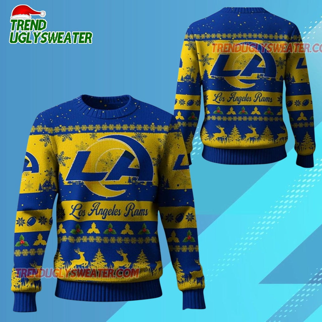 Nfl 2025 Christmas La Rams Festive Reindeer Tree Ugly Sweater