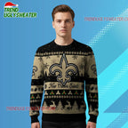 Nfl 2025 Christmas Saints Festive Reindeer Tree Ugly Sweater