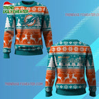 Nfl 2025 Dolphins Reindeer Football Christmas Ugly Sweater