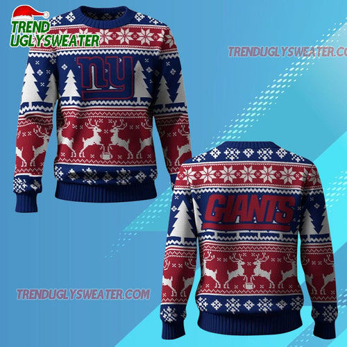 Nfl 2025 Giants Reindeer Football Christmas Ugly Sweater