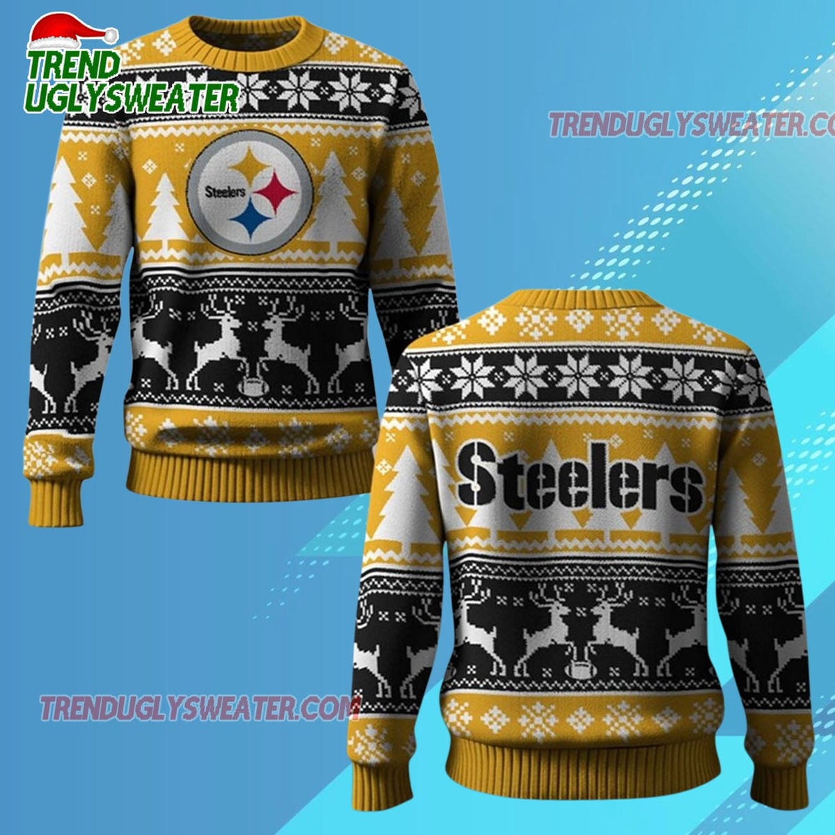 Nfl 2025 Steelers Reindeer Football Christmas Ugly Sweater