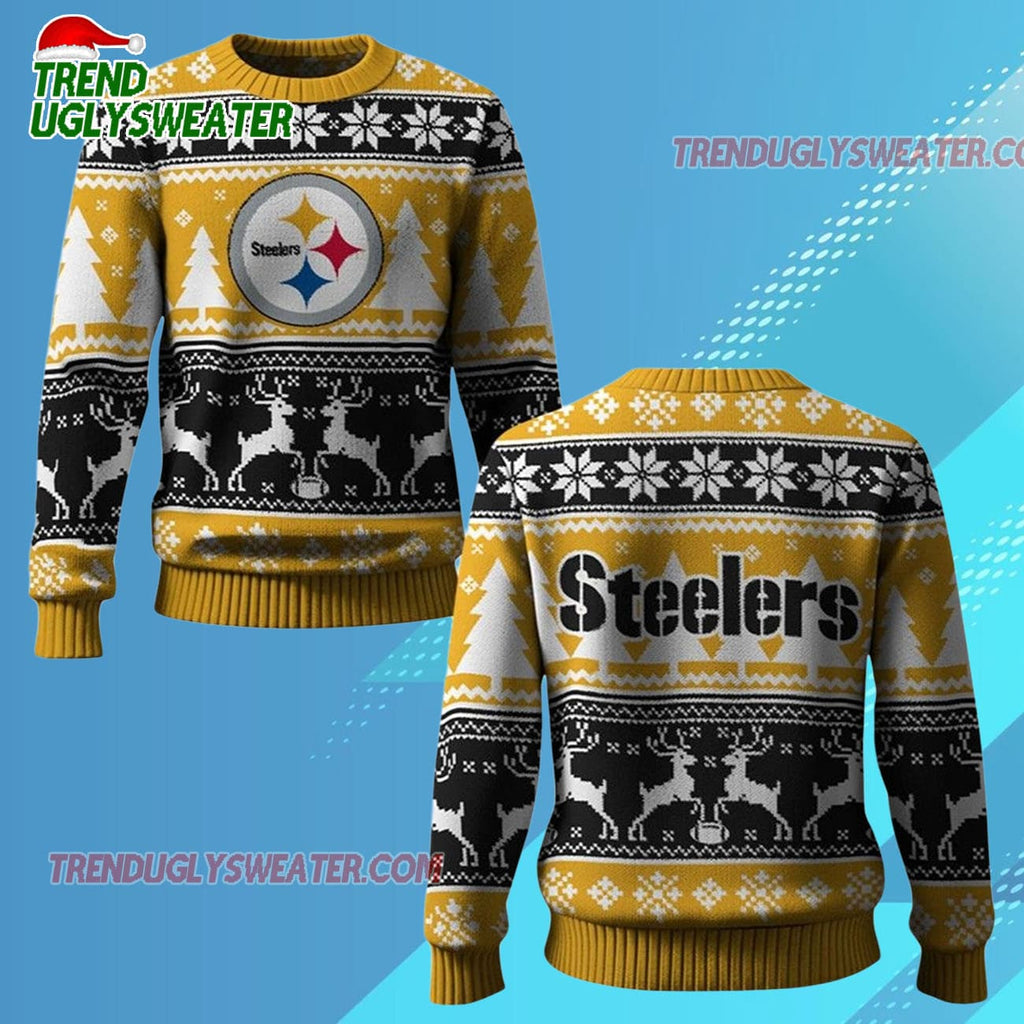 Nfl 2025 Steelers Reindeer Football Christmas Ugly Sweater