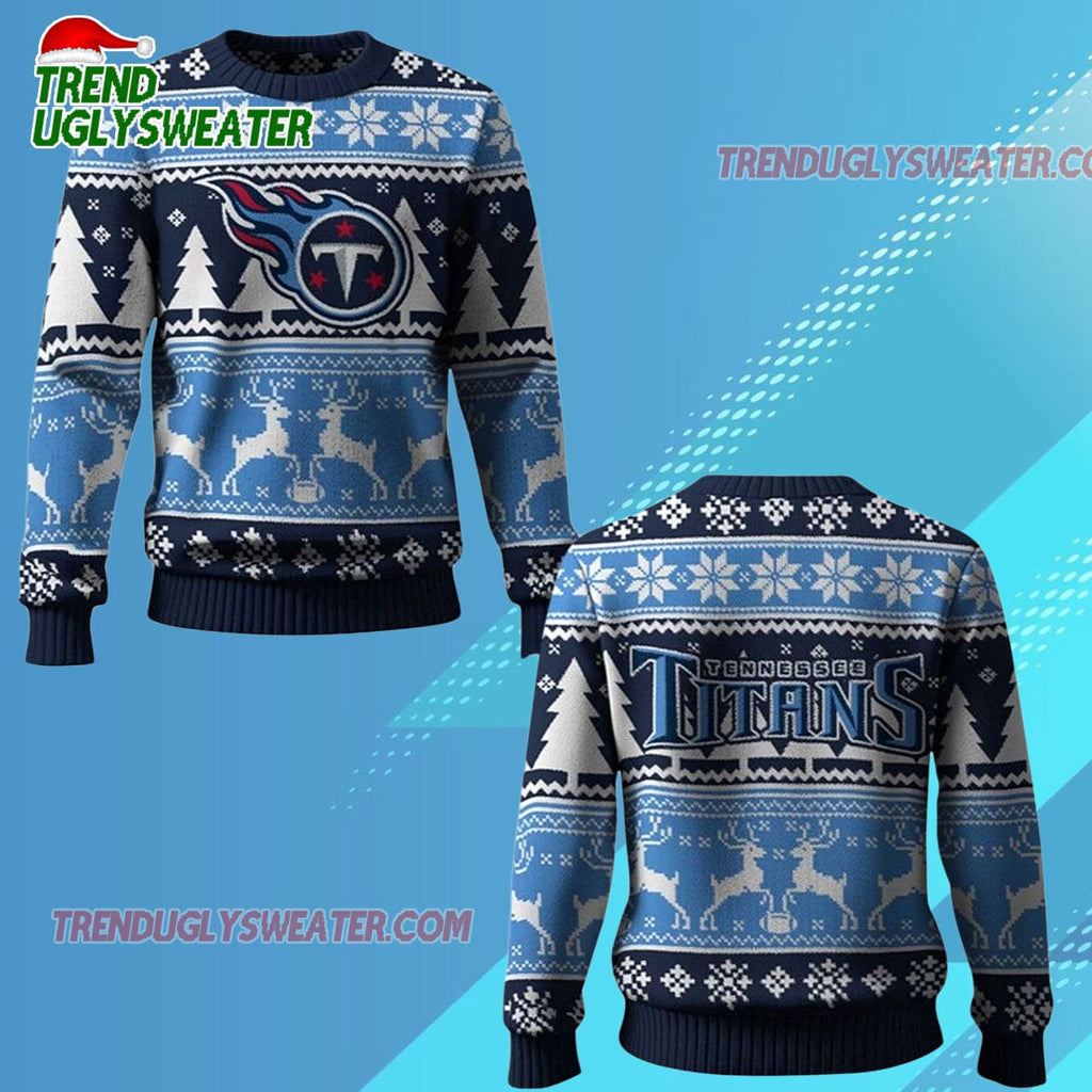 Nfl 2025 Titans Reindeer Football Christmas Ugly Sweater