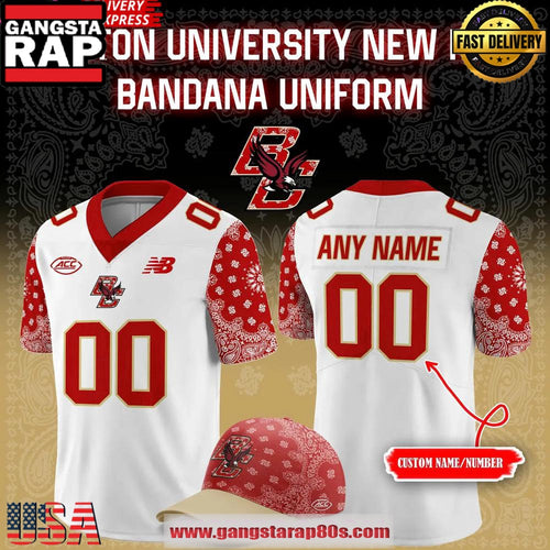 2025 Boston College Eagles Red Bandana Limited Custom Football Jersey