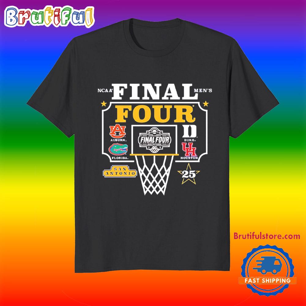 2025 Final Four Auburn Florida Duke Houston Logo T Shirt