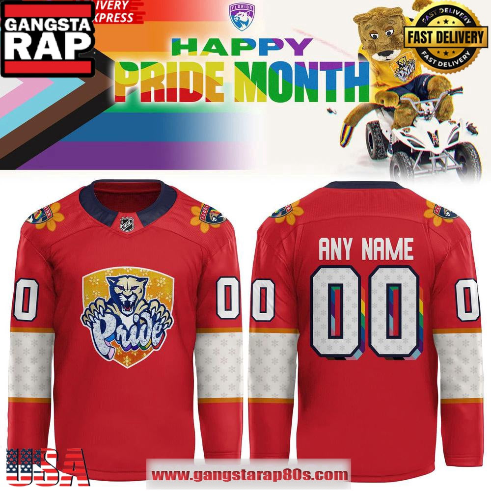 2025 Florida Panthers Pride Month Special Red Custom Hockey Jersey
