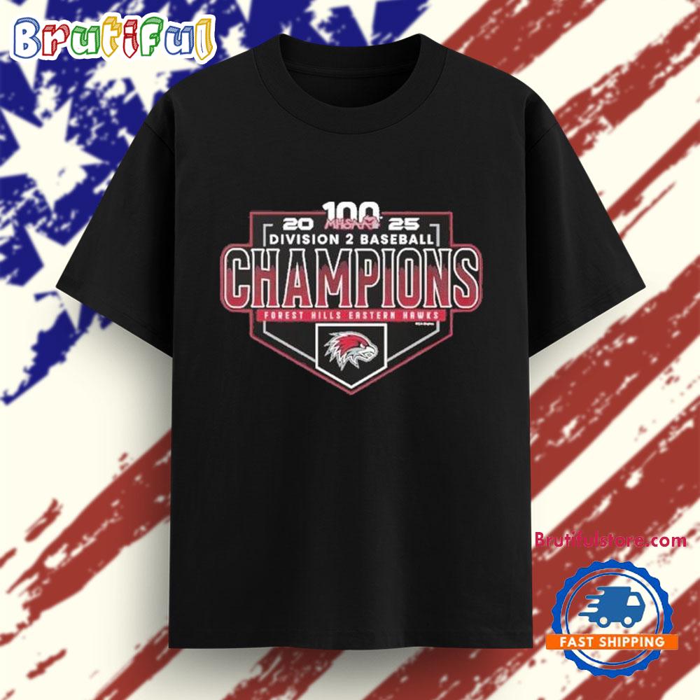 2025 MHSAA Baseball D2 Champions Forest Hills Eastern Hawks T Shirt