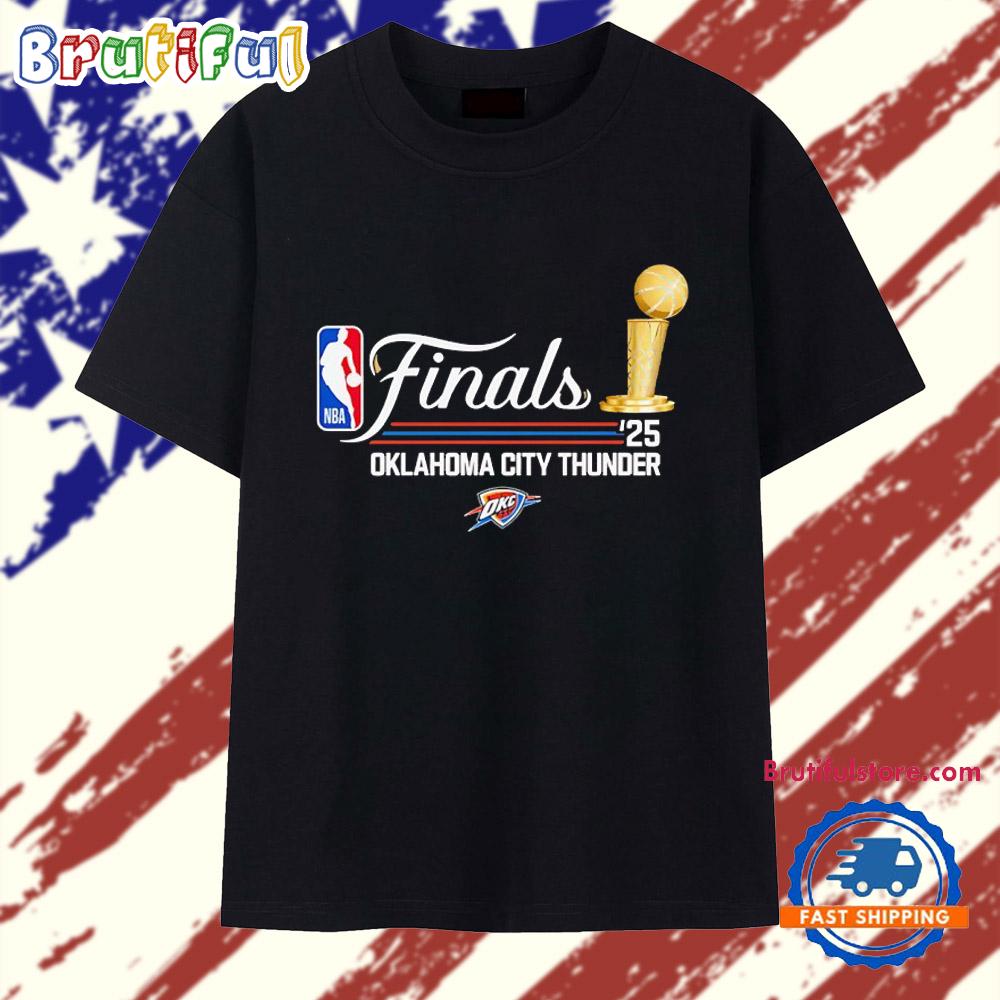 2025 NBA Finals Oklahoma City Thunder Trophy Script T Shirt