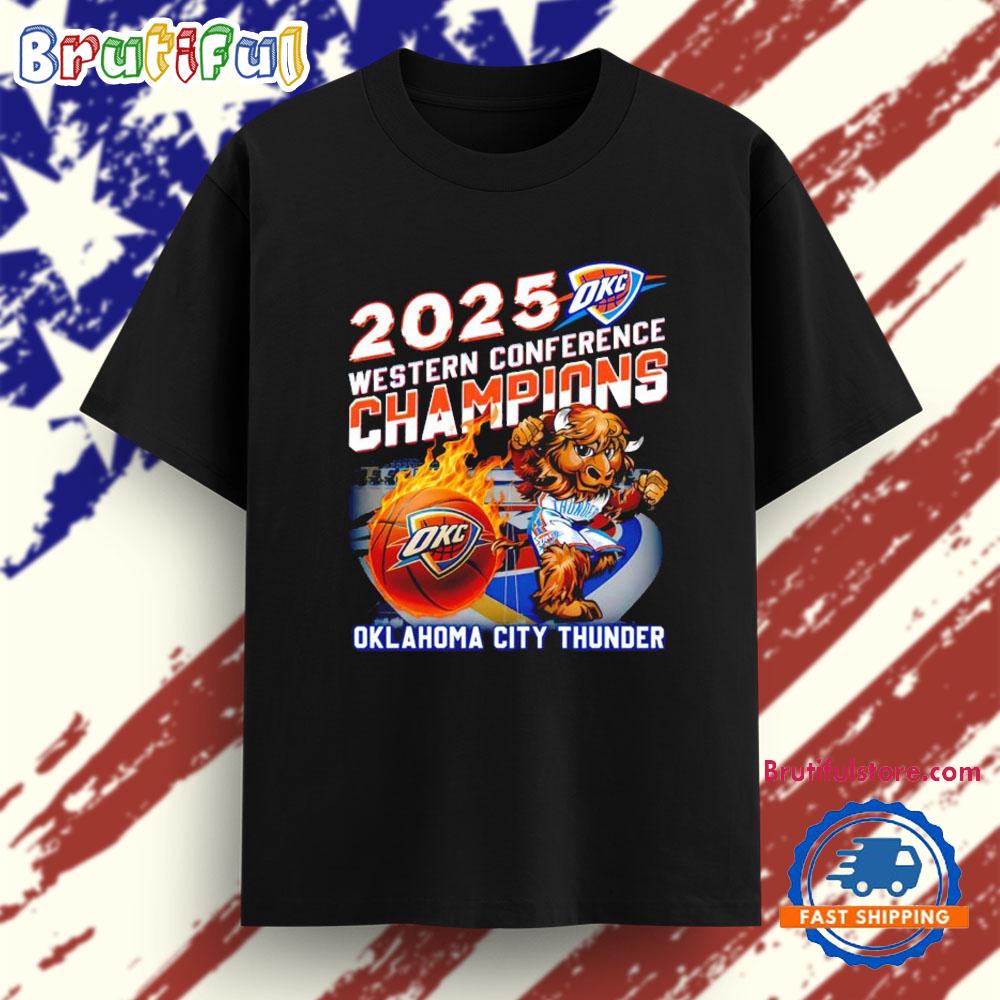 2025 Western Conference Champions Oklahoma City Thunder Mascot T Shirt