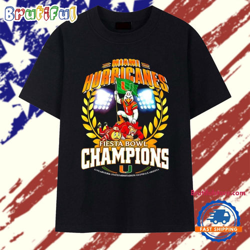 2025-26 CFP Fiesta Bowl Champions Miami Hurricanes mascot T Shirt