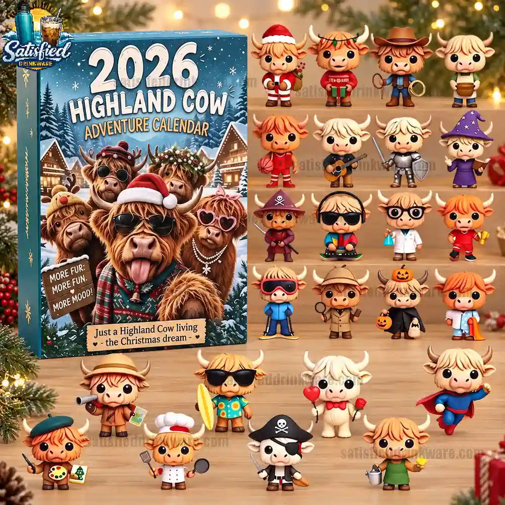 2026 Highland Cow Advent Calendar 24-Day Acrylic Ornaments Countdown Mini Cute