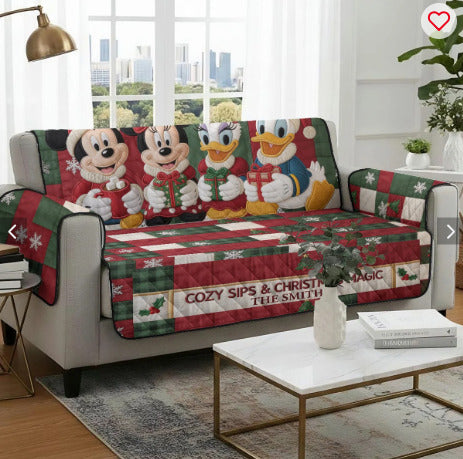 Magical Christmas Kingdom Disney Personalized Mouse Quilted Sofa Couch Cover