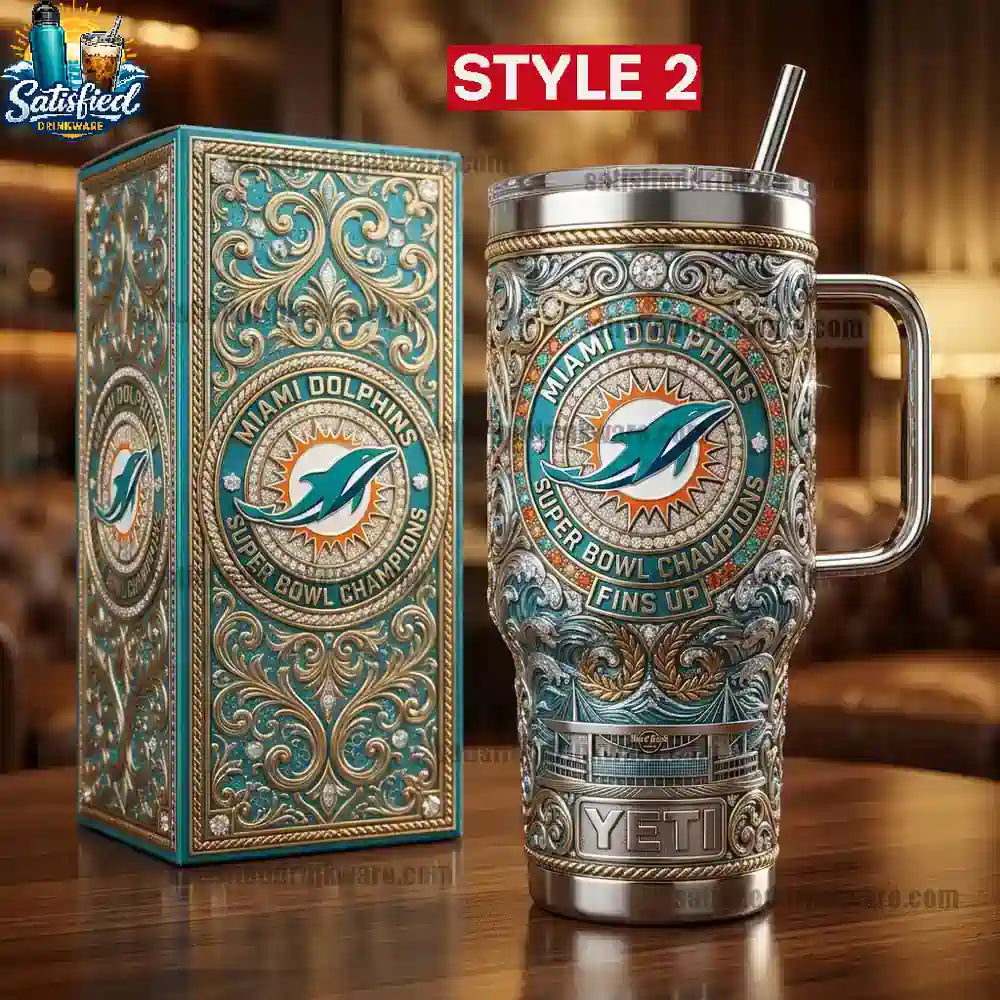 2026 Miami Dolphins 40oz Wtih Handle Yeti Tumbler