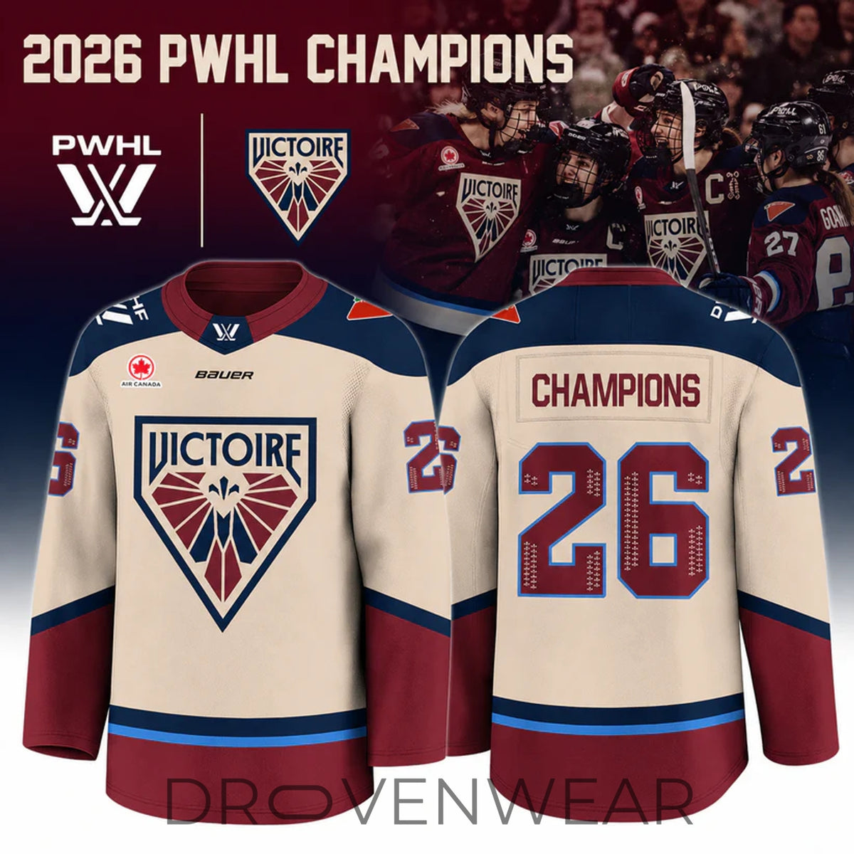 2026 PWHL Champion Victoire de Montréal Premium Hockey Jersey Alternate Version