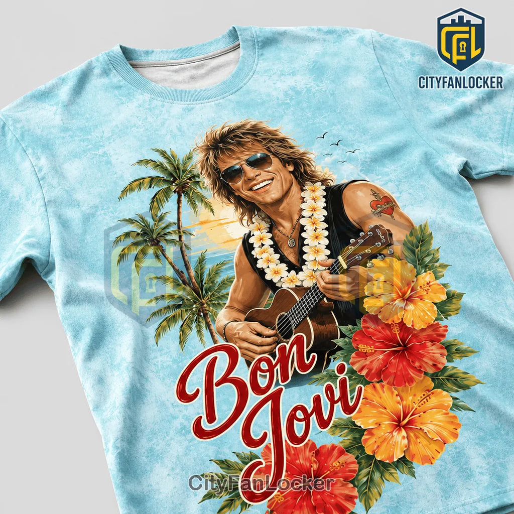 2026 Bon Jovi Tropical Hawaiian Floral T-Shirt