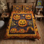2026 Halloween Quilted Pumpkin Bedding Set