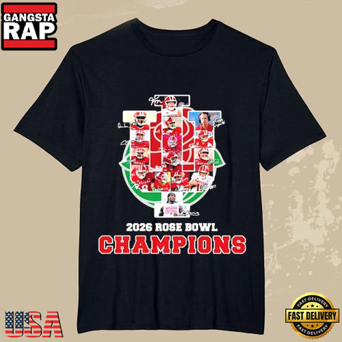 2026 Rose Bowl Champion Indiana Hoosiers Team Signatures T-Shirt