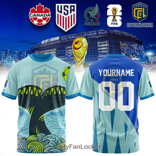 2026 USA Football World Cup Emerald Waves Custom Jersey T-Shirt