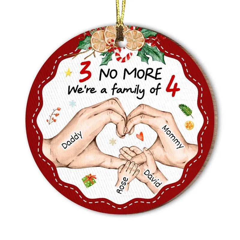 Personalized Gift For Baby First We’re Family Of Four Circle Ornament