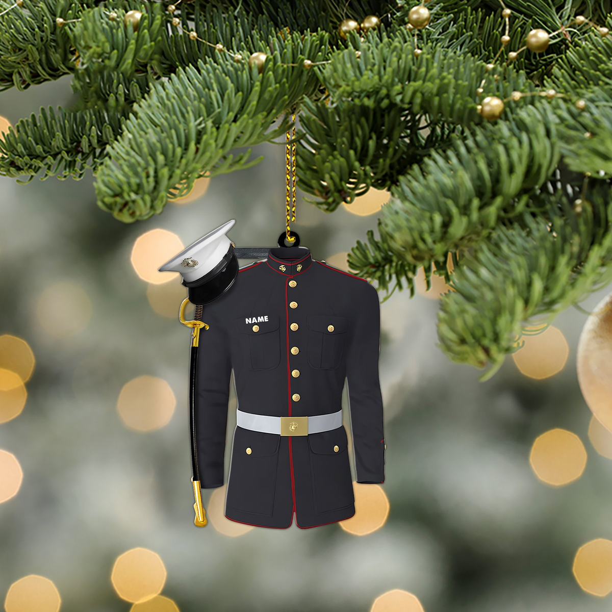 Marine Uniform 2D Flat Ornament - Personalized Custom Shaped Acrylic Ornament - Christmas Gift For Military, Army Dad, Husband