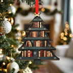 Christmas Book Tree - Personalized Wood Ornament - Christmas Gift For Book Lovers, Librarian