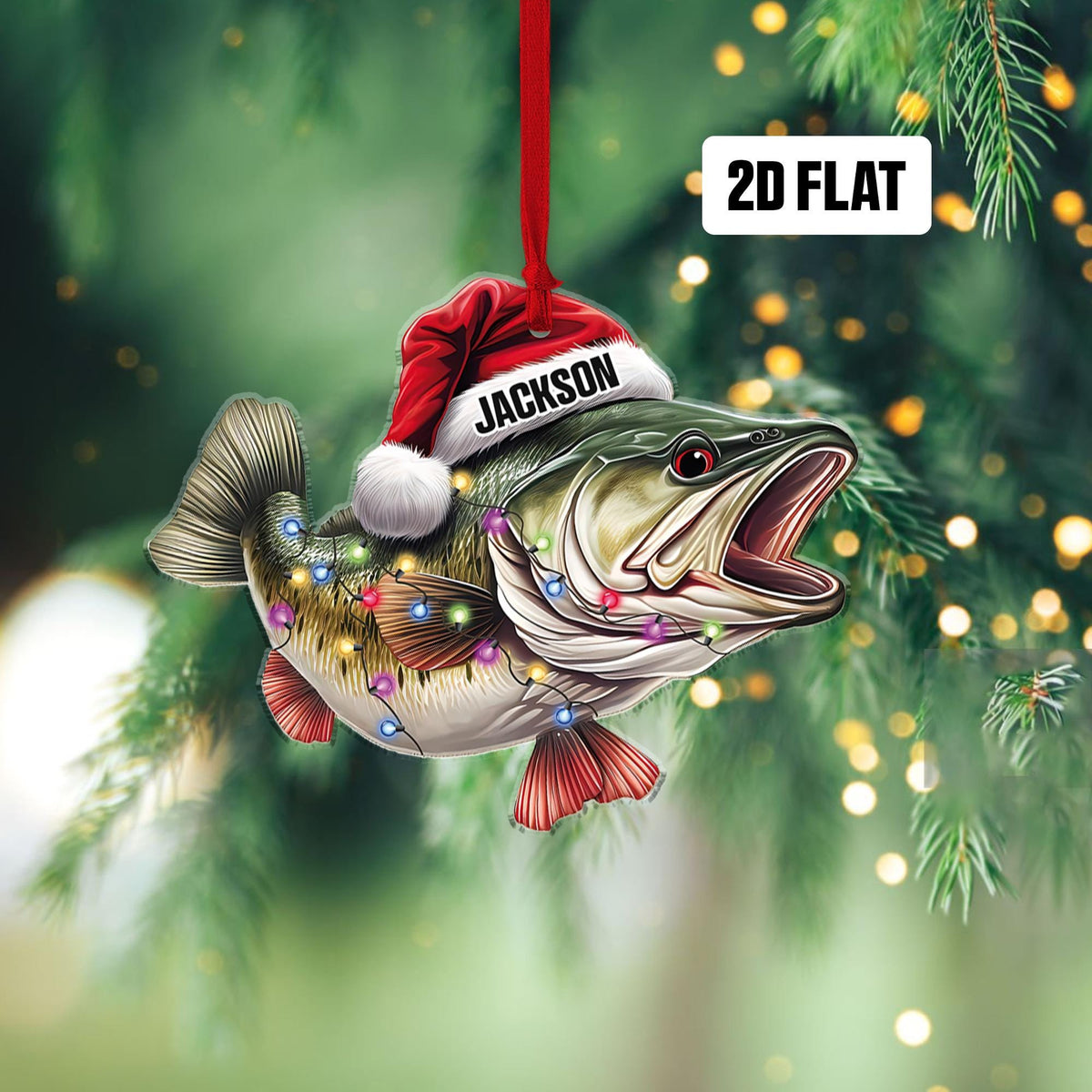 Bass Fish 2D Flat Ornament - Personalized Custom Shaped Acrylic Ornament - Christmas Gift For Him, for Dad, Fishing Lovers