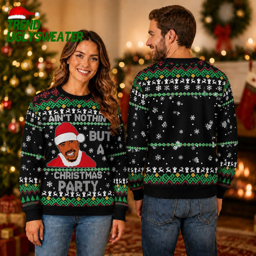 2Pac Ain’t Nuthin But A G Thang Santa Portrait Ugly Christmas Sweater