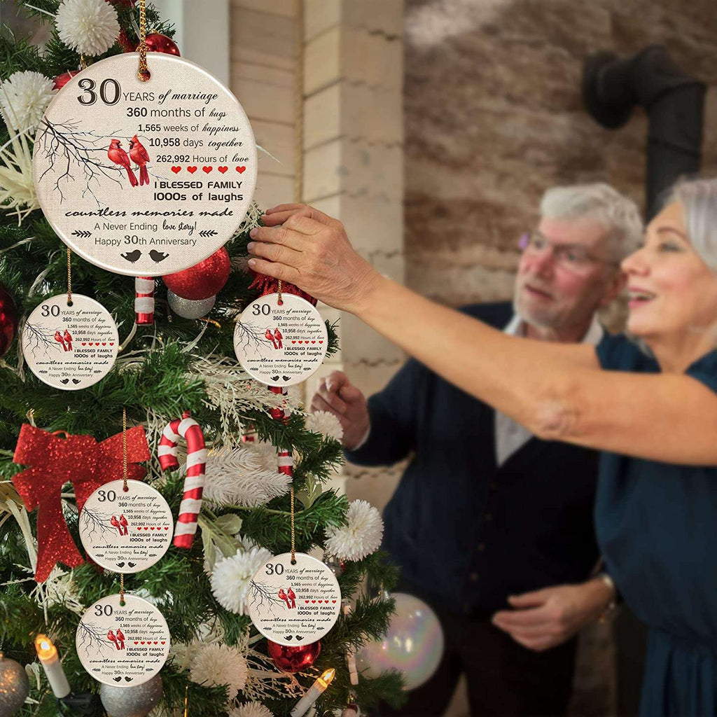 30th Wedding Christmas Ornaments Red Bird I Blessed Family Gifts