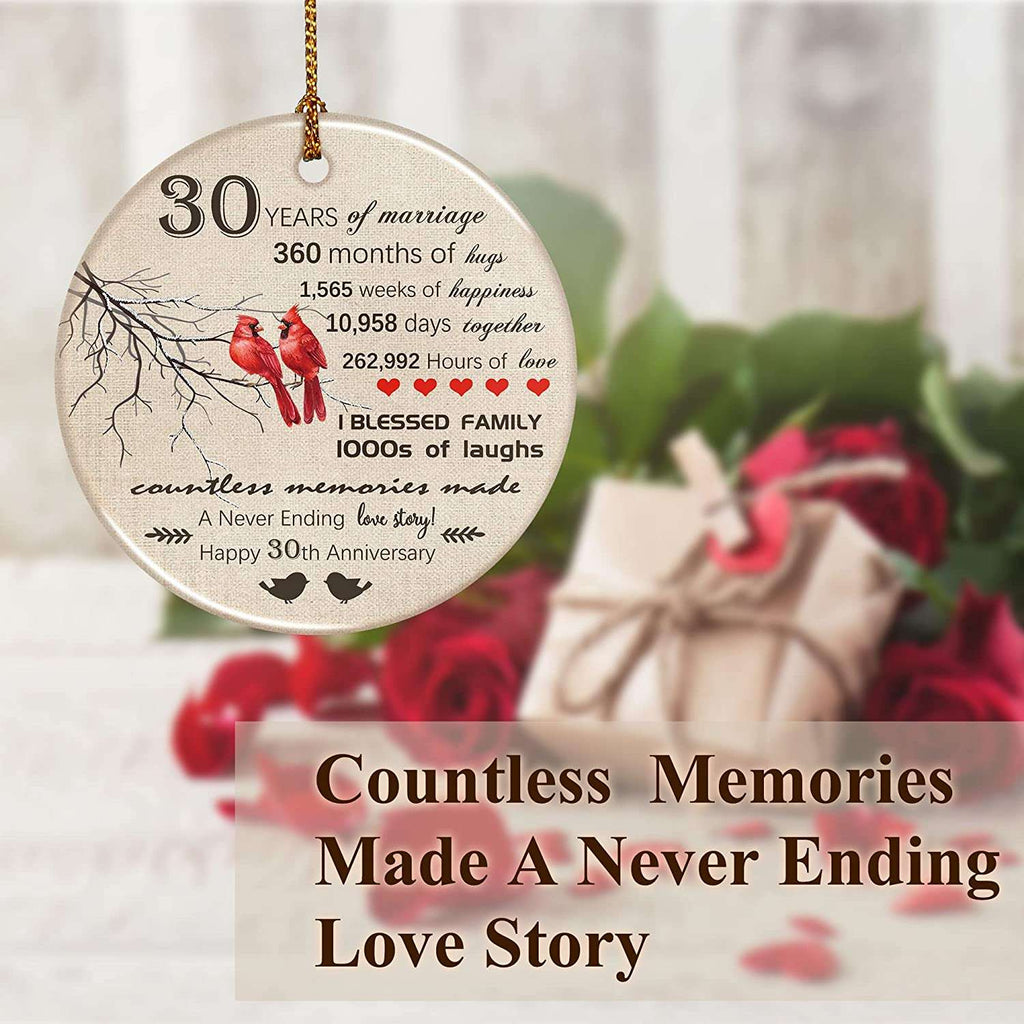 30th Wedding Christmas Ornaments Red Bird I Blessed Family Gifts