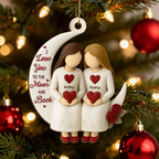 3D Effect Roses Besties On Moon - Personalized Wood Ornament - Christmas Gift For Her, Besties, Friends, Sisters