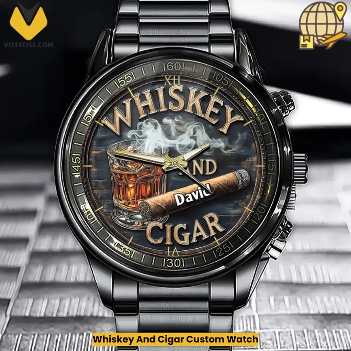 Whiskey And Cigar Custom Watch