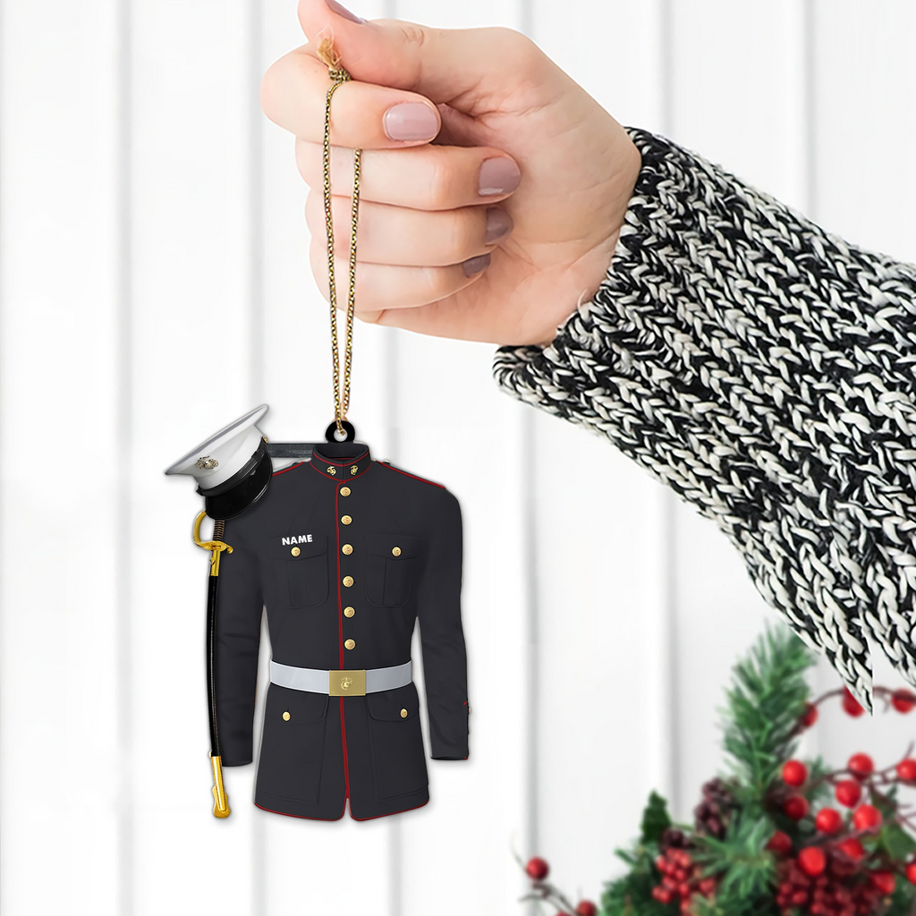 Marine Uniform 2D Flat Ornament - Personalized Custom Shaped Acrylic Ornament - Christmas Gift For Military, Army Dad, Husband