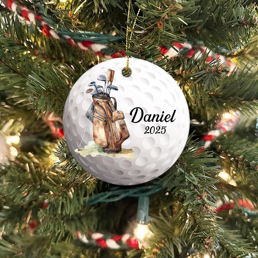 Golf Christmas Ornament - Personalized Custom 3D Inflated Effect Ceramic Ornament - Christmas Gift For Golf Lovers