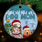 Lovely Dog Mom - Personalized Custom 3D Inflated Effect Ceramic Ornament - Gift For Women, Dog Mom, Dog Lovers