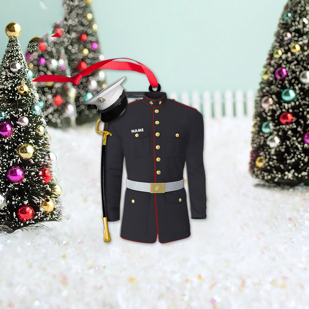 Marine Uniform 2D Flat Ornament - Personalized Custom Shaped Acrylic Ornament - Christmas Gift For Military, Army Dad, Husband
