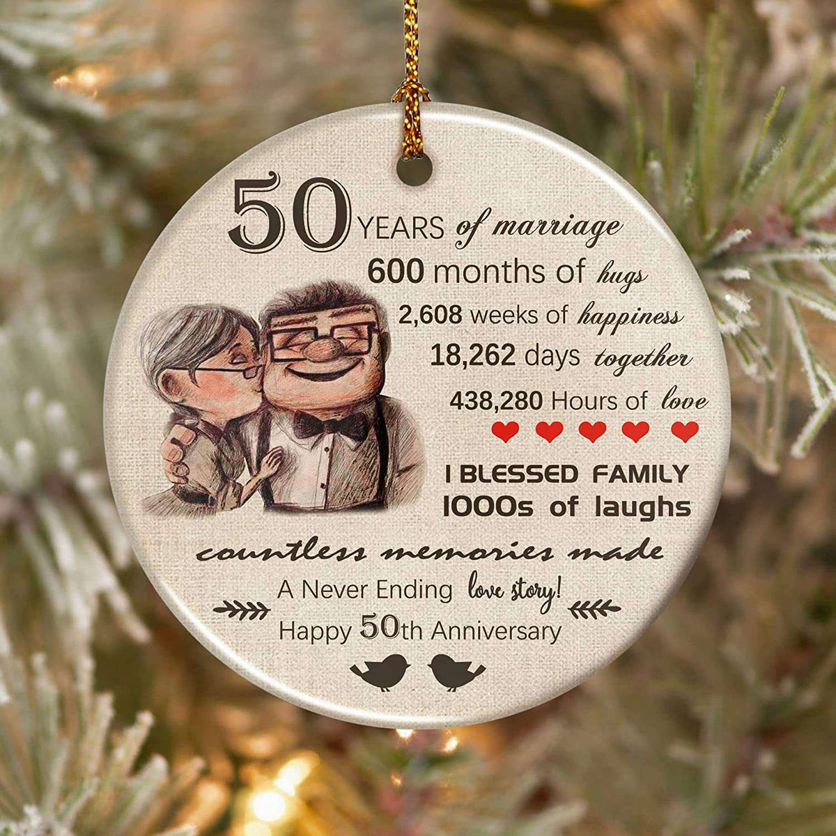 50th Anniversary Christmas Decoration Carl Elly Couples Ornaments