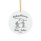 Making Memories On Trail At A Time Hiking - Personalized Circle Ceramic Ornament - Christmas Gift For Hiker, Hiking Lovers