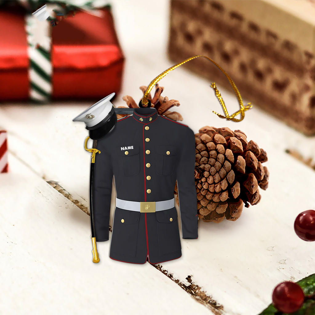 Marine Uniform 2D Flat Ornament - Personalized Custom Shaped Acrylic Ornament - Christmas Gift For Military, Army Dad, Husband