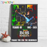 61 Years Of 1962 - 2023 Bob Marley Thank You For The Memories Wall Art Poster Canvas
