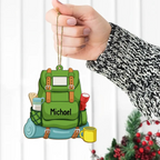 Hiking Backpack Ornament - Personalized Wood Ornament - Christmas Gift for Men Women, Hiking Lovers, Hiker Christmas Gift, Travel Gift