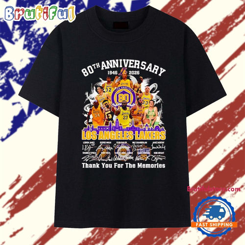 80th Anniversary 1946 2026 Los Angeles Lakers team players T Shirt